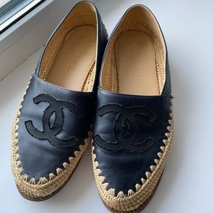 100% Authentic Chanel Leather Espadrilles size 37